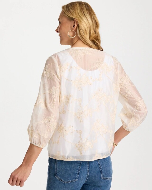 Embroidered Tassel Tie-Front Top - image 4